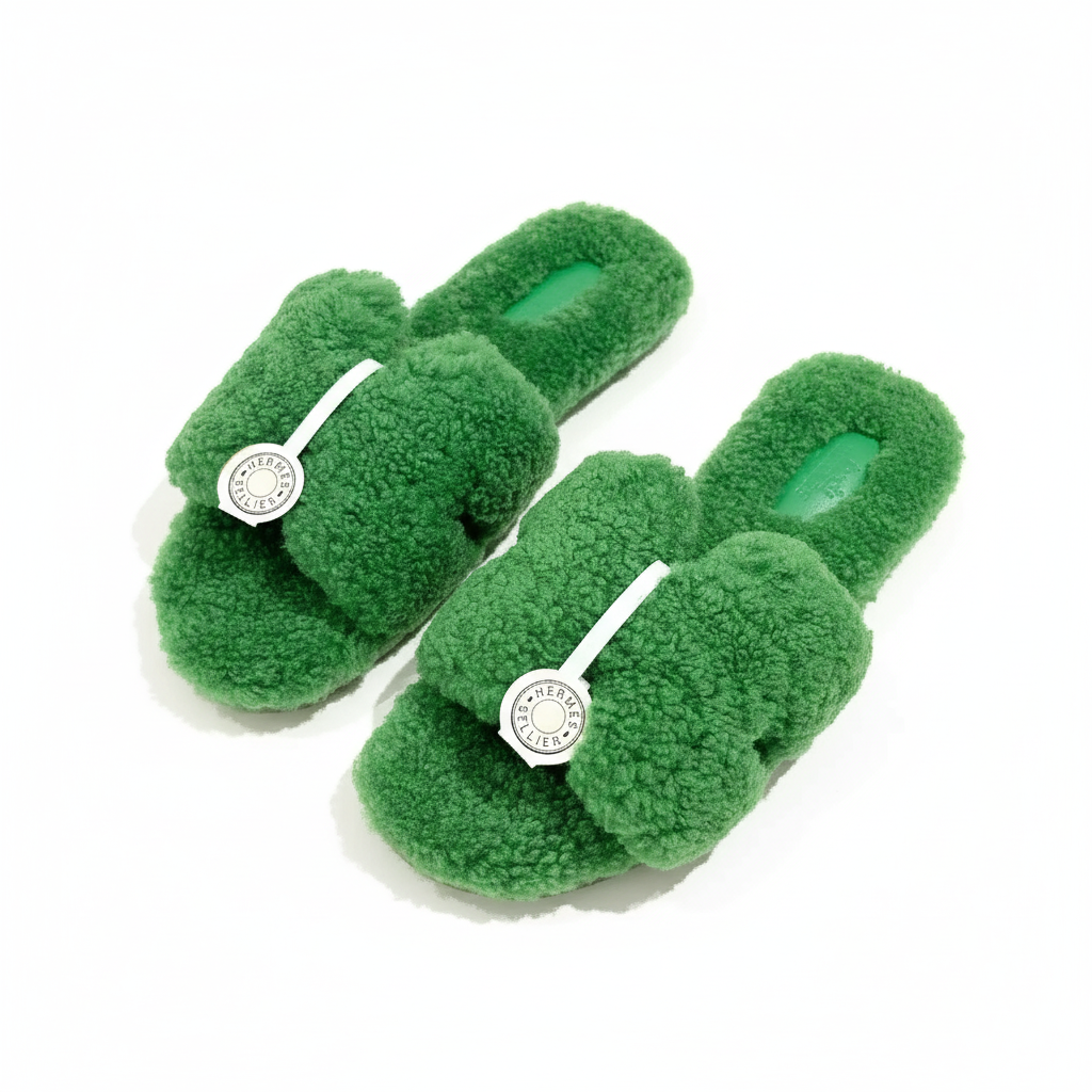 Sandali Oran in pelle shearling Hermès - Verde