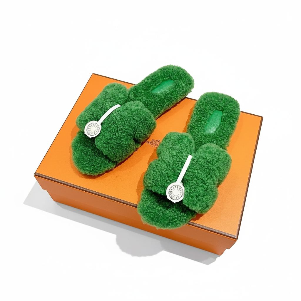 Sandali Oran in pelle shearling Hermès - Verde