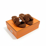 Sandali Oran in pelle shearling Hermès - Marrone