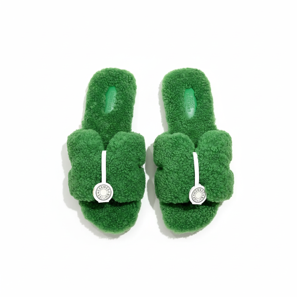 Sandali Oran in pelle shearling Hermès - Verde