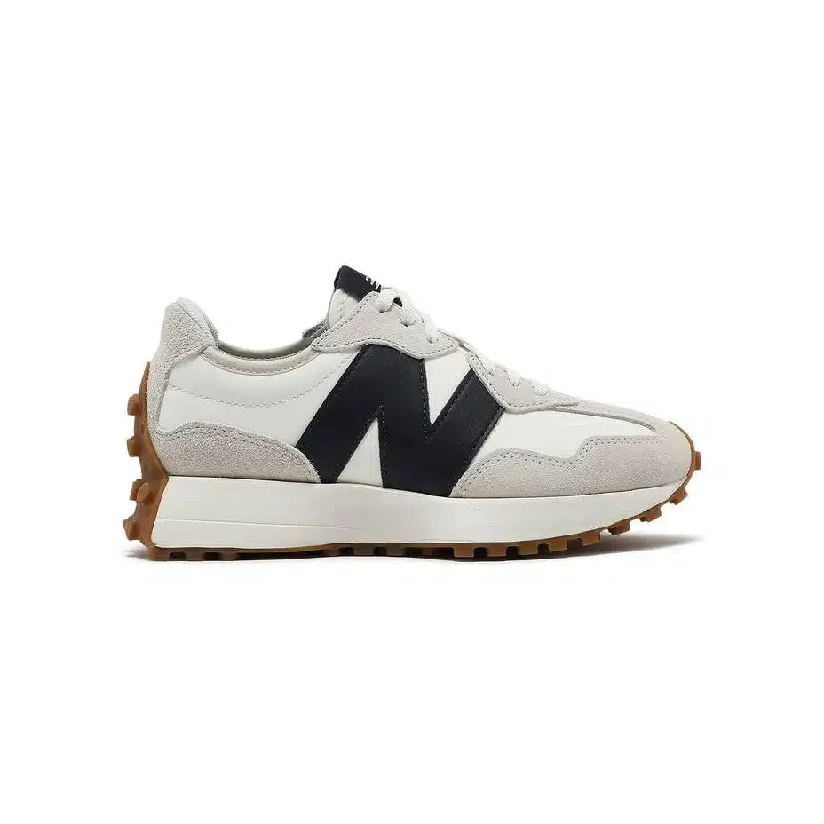New Balance 327 sneakers da uomo bianche e nere, stile retrò casual