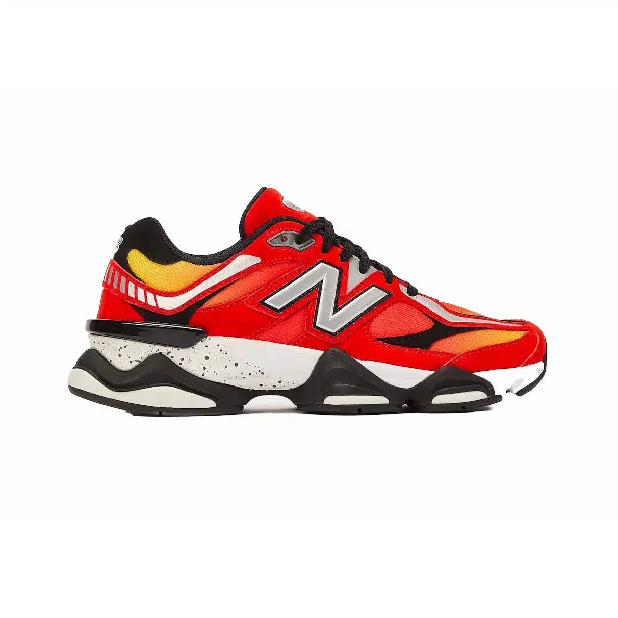 New Balance 9060 sneakers da uomo in rosso, giallo e nero – design futuristico
