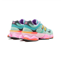New Balance 9060 sneakers da donna verde menta e rosa fluo – in mesh e pelle