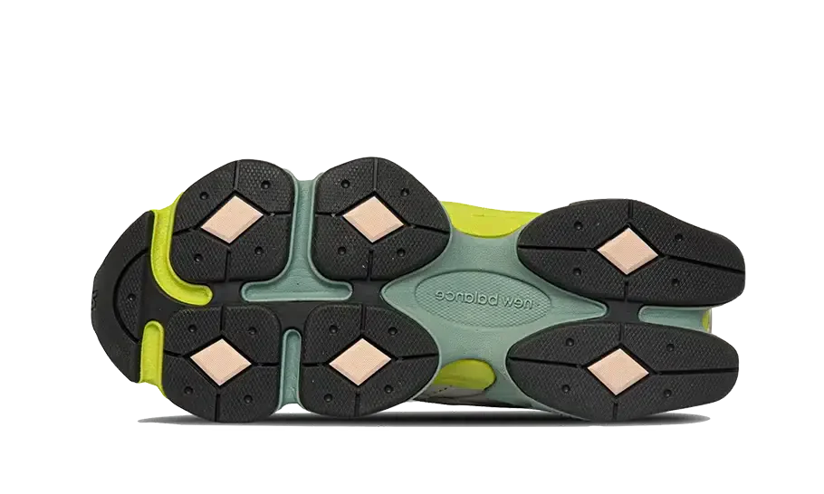 New Balance 9060 Sneakers unisex – stile retrò in pelle scamosciata e mesh, suola spessa, colorazione rosa e verde lime